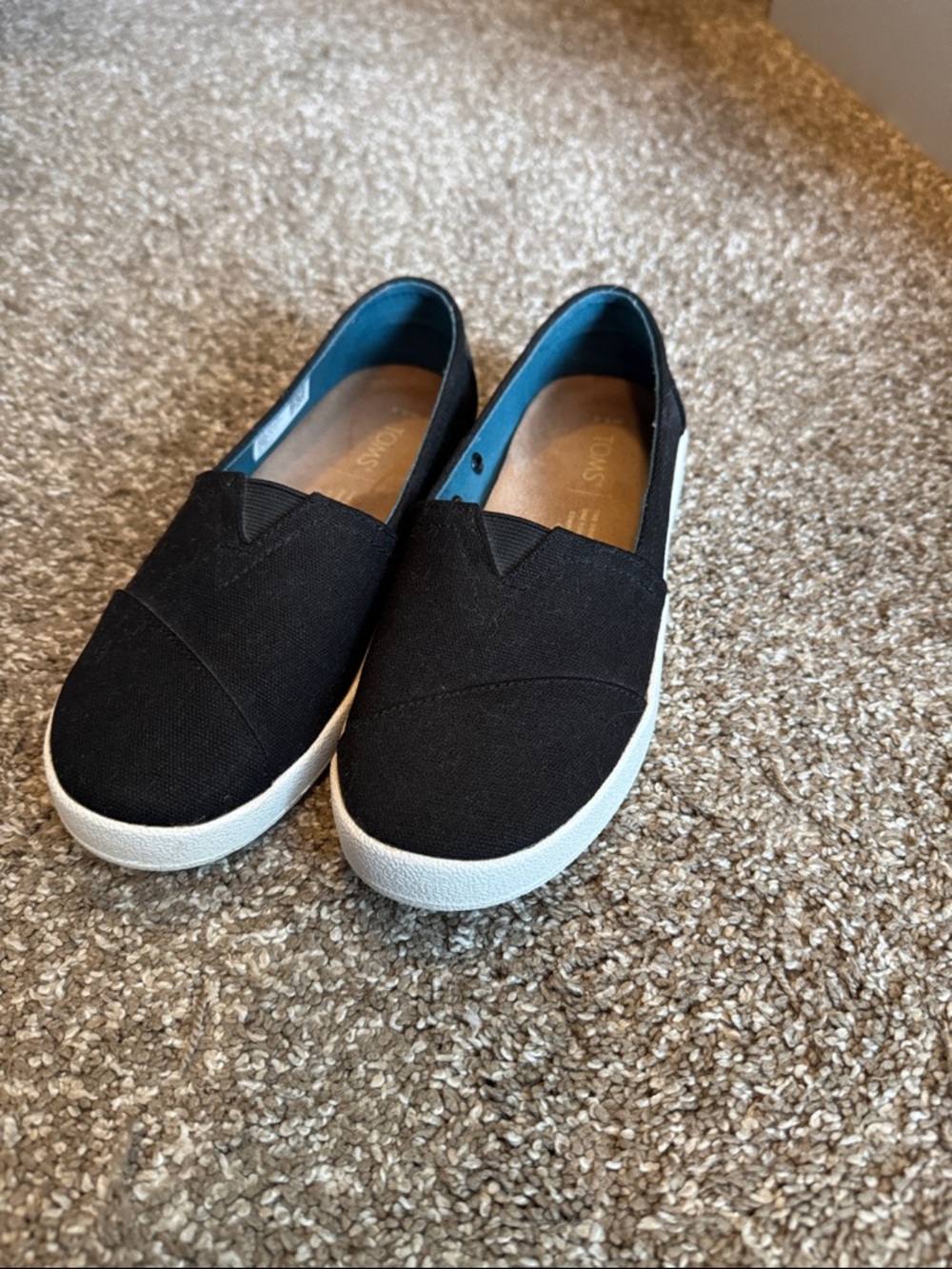 Toms Kids Black Canvas Slip-On Sneakers with White Sole